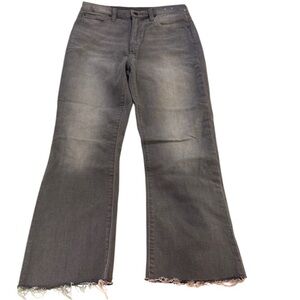 GAP High Rise Kick Flare Jeans 28R Gray Raw Hem Cropped EUC
